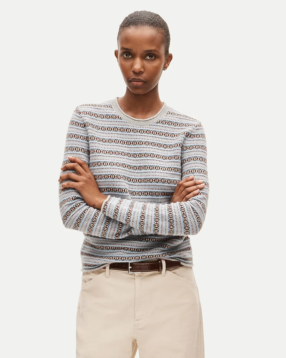 Rolled Cashmere Long-Sleeve Sweater in Fair Isle by J.Crew