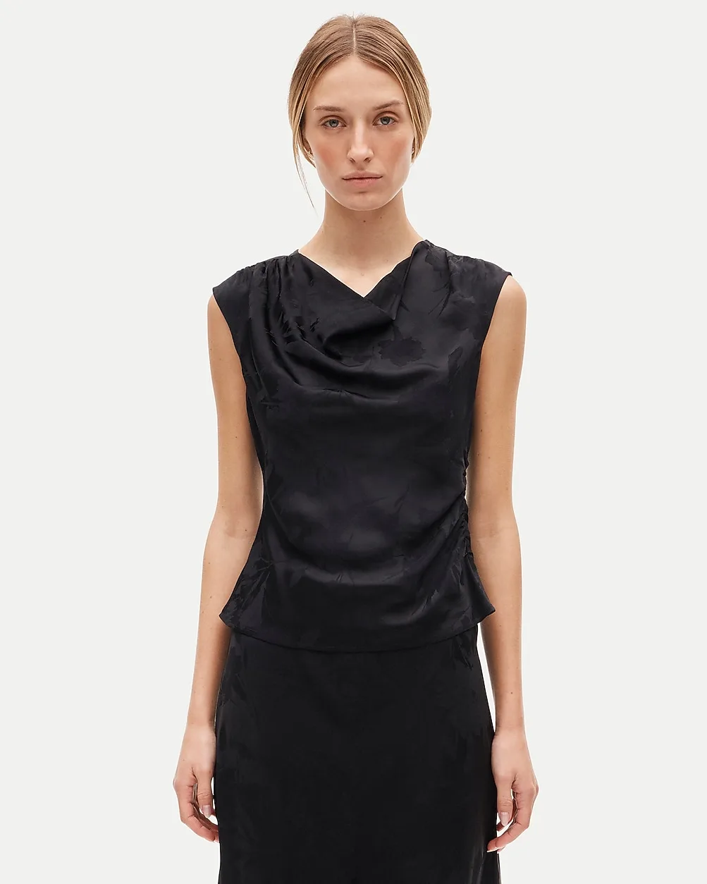 Cowlneck Shell Top in Viscose Jacquard by J.Crew