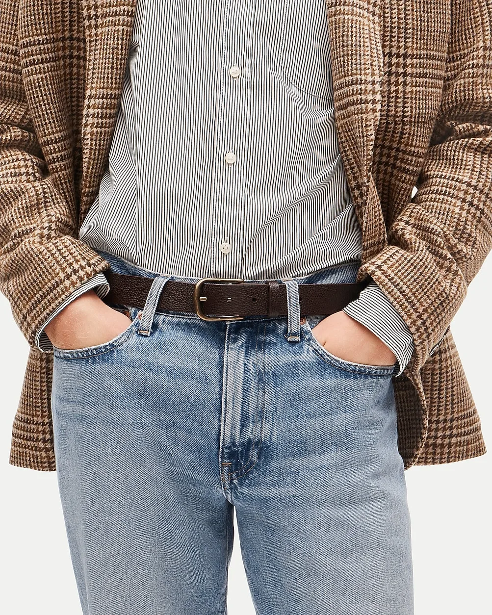 Round-Buckle Belt in Tumbled Leather by J.Crew