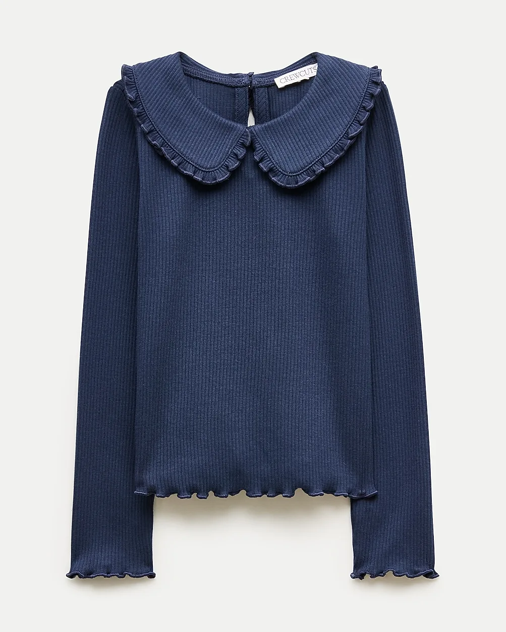 Long-Sleeve Ruffle-Collar Top in Vintage Rib by J.Crew