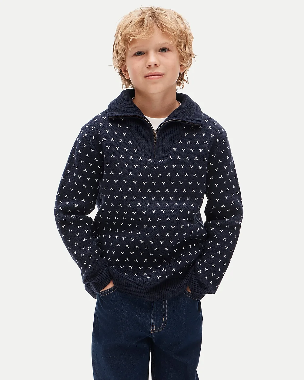 Birds-Eye Quarter-Zip Sweater in Heritage Cotton by J.Crew
