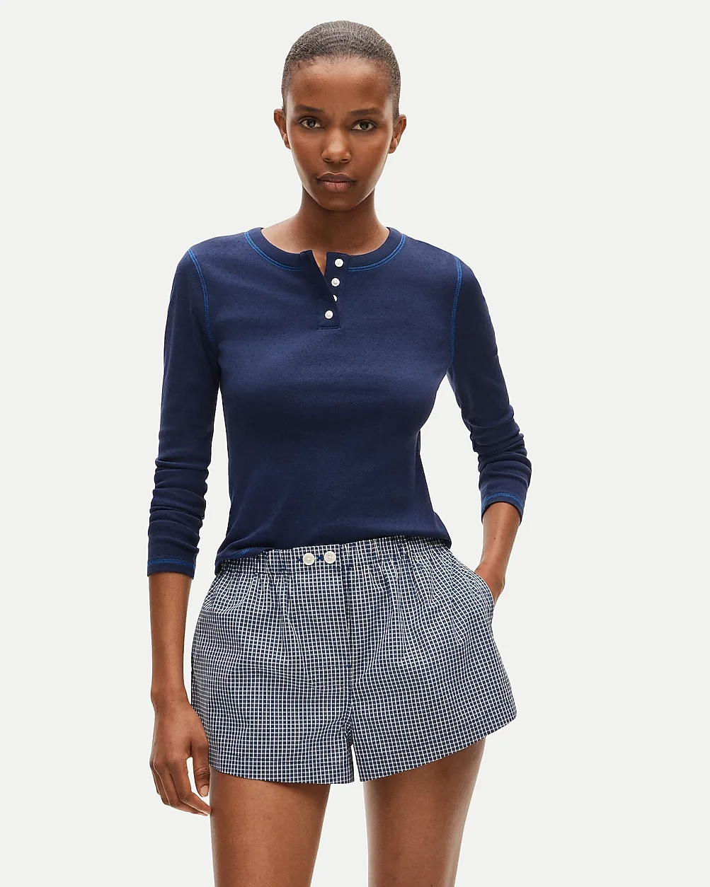 Pointelle Tee and Poplin Boxer Short Pajama Set by J.Crew
