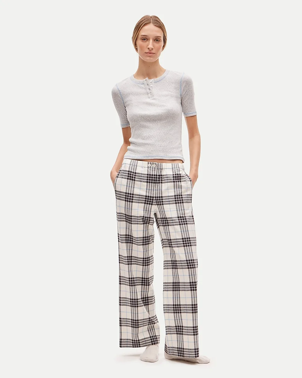 Pointelle Tee and Flannel Pant Pajama Set by J.Crew