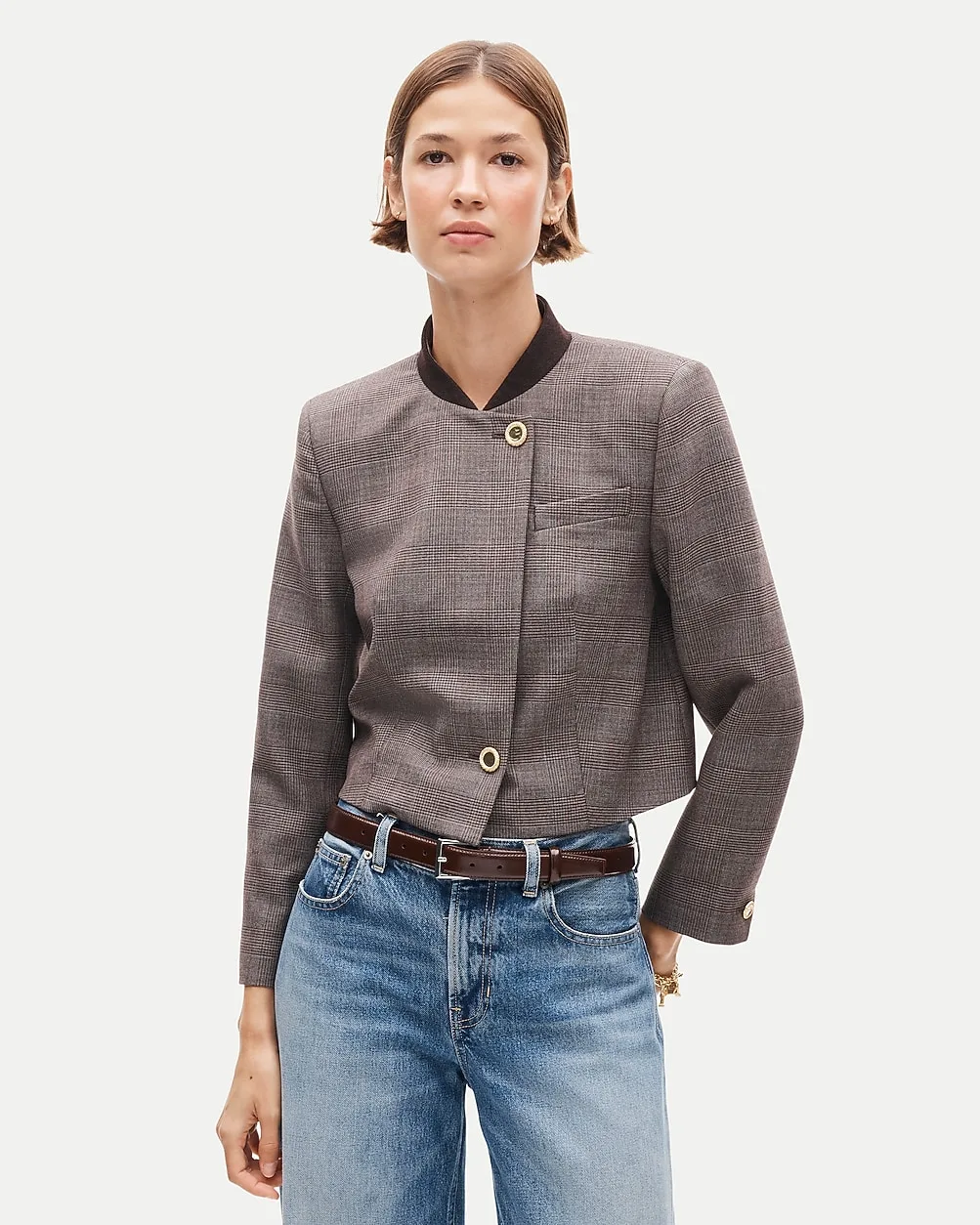 Asymmetrical Lady Jacket in Plaid Wool-Blend Flannel by J.Crew
