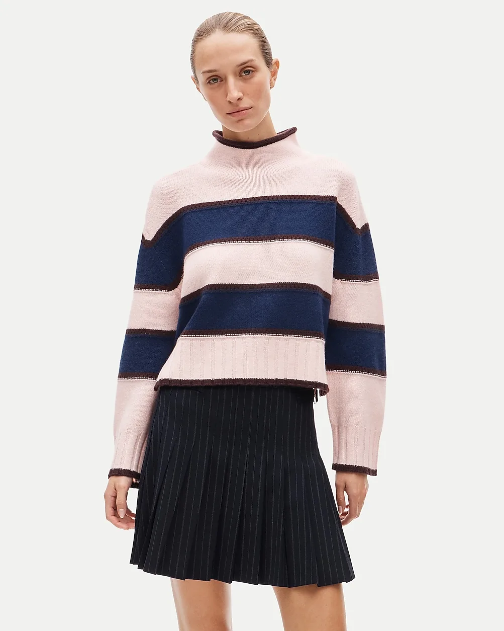 Vintage Wool Rollneck Sweater in Rugby Stripe by J.Crew