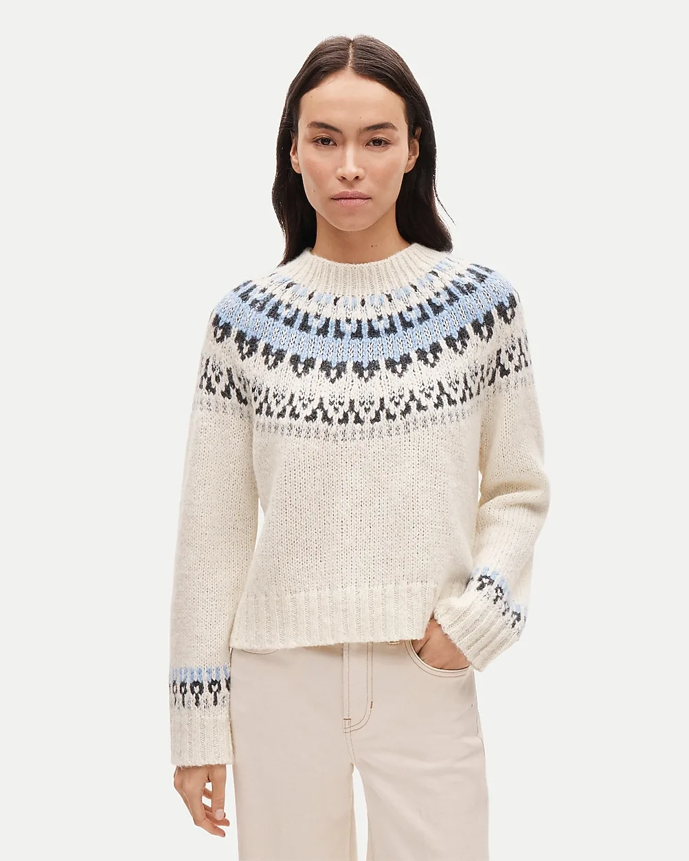 Fair Isle Mockneck Sweater in Alpaca Blend