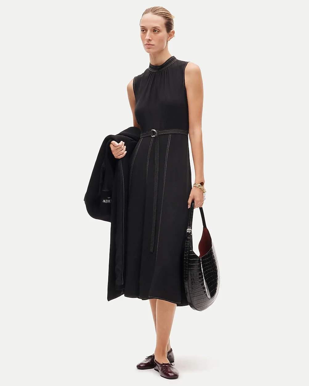 Mockneck Midi Dress in Viscose Crepe by J.Crew