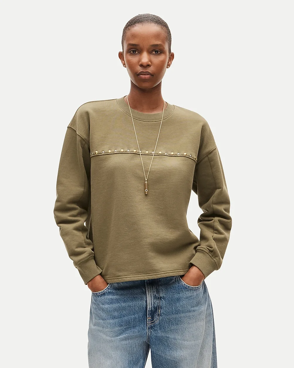 Embellished Vintage Fleece Crewneck Sweatshirt by J.Crew