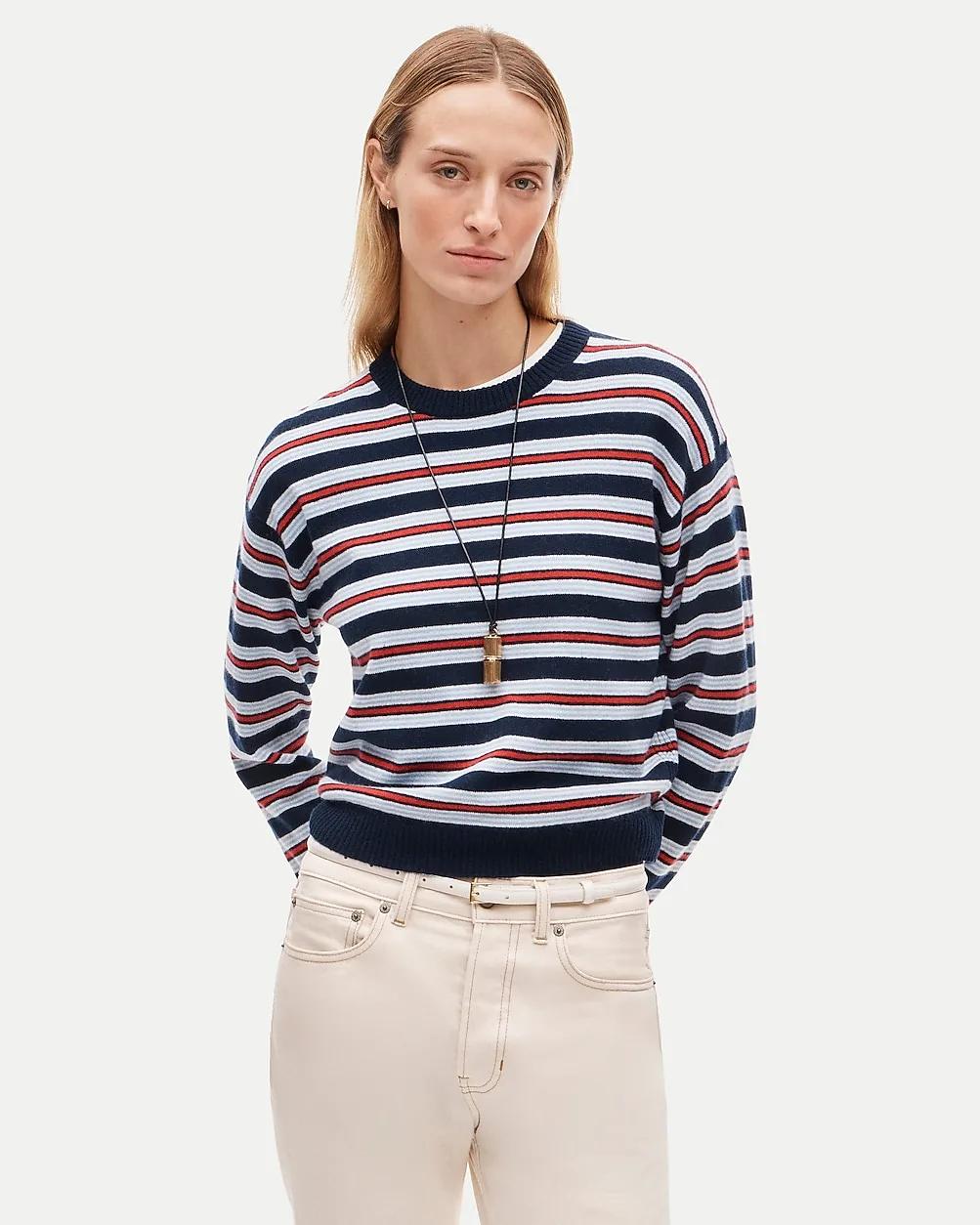 Perfect Cashmere Crewneck in Stripe