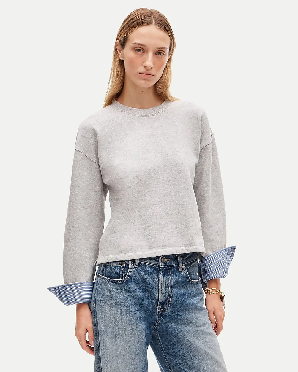 Vintage Fleece Crewneck Sweatshirt with Contrast Cuffs by J.Crew