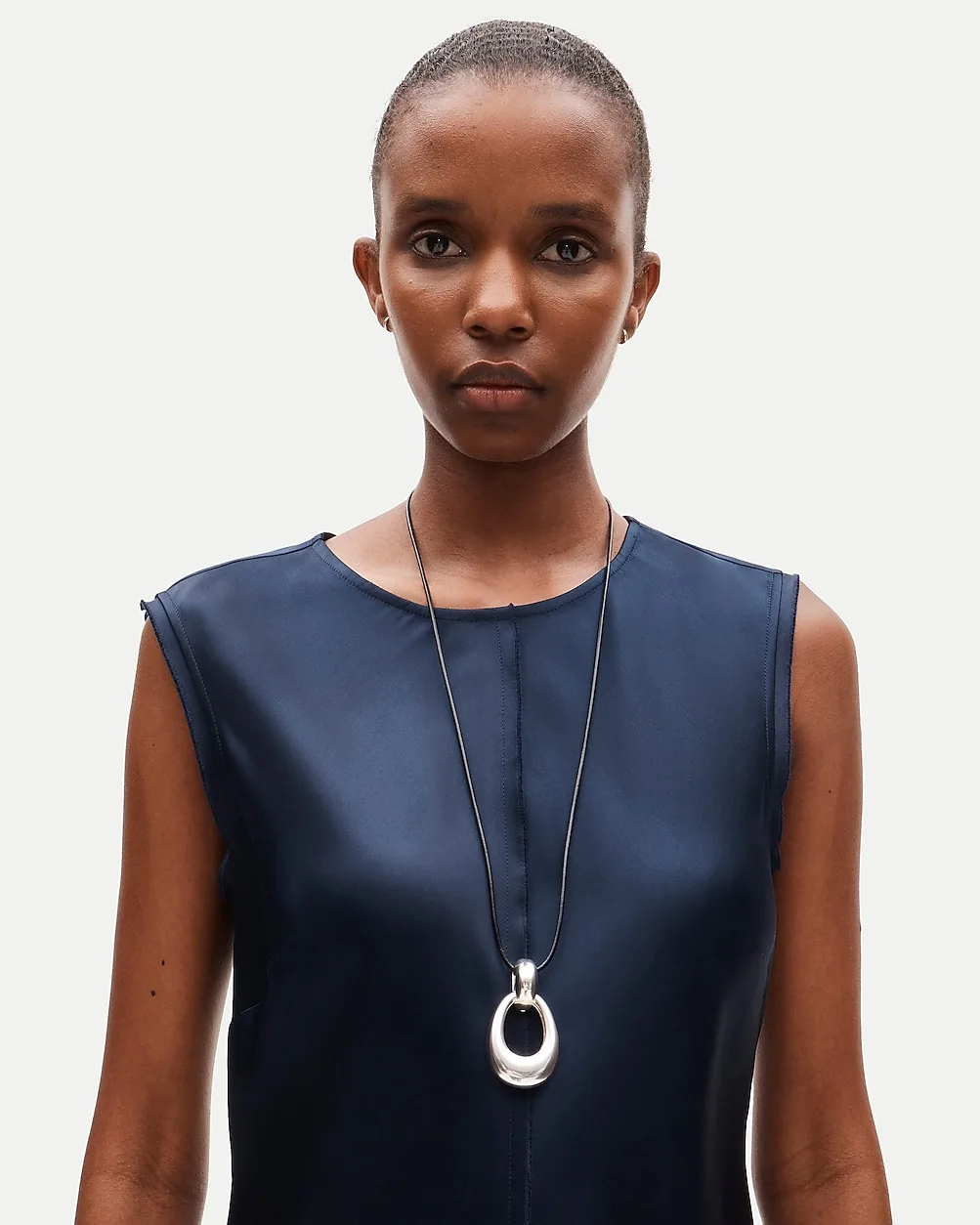 Sculpted Teardrop Necklace with Leather Cord by J.Crew