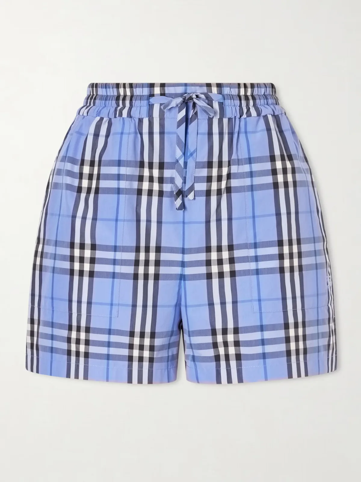 - Plaid Drawstring Cotton Shorts -