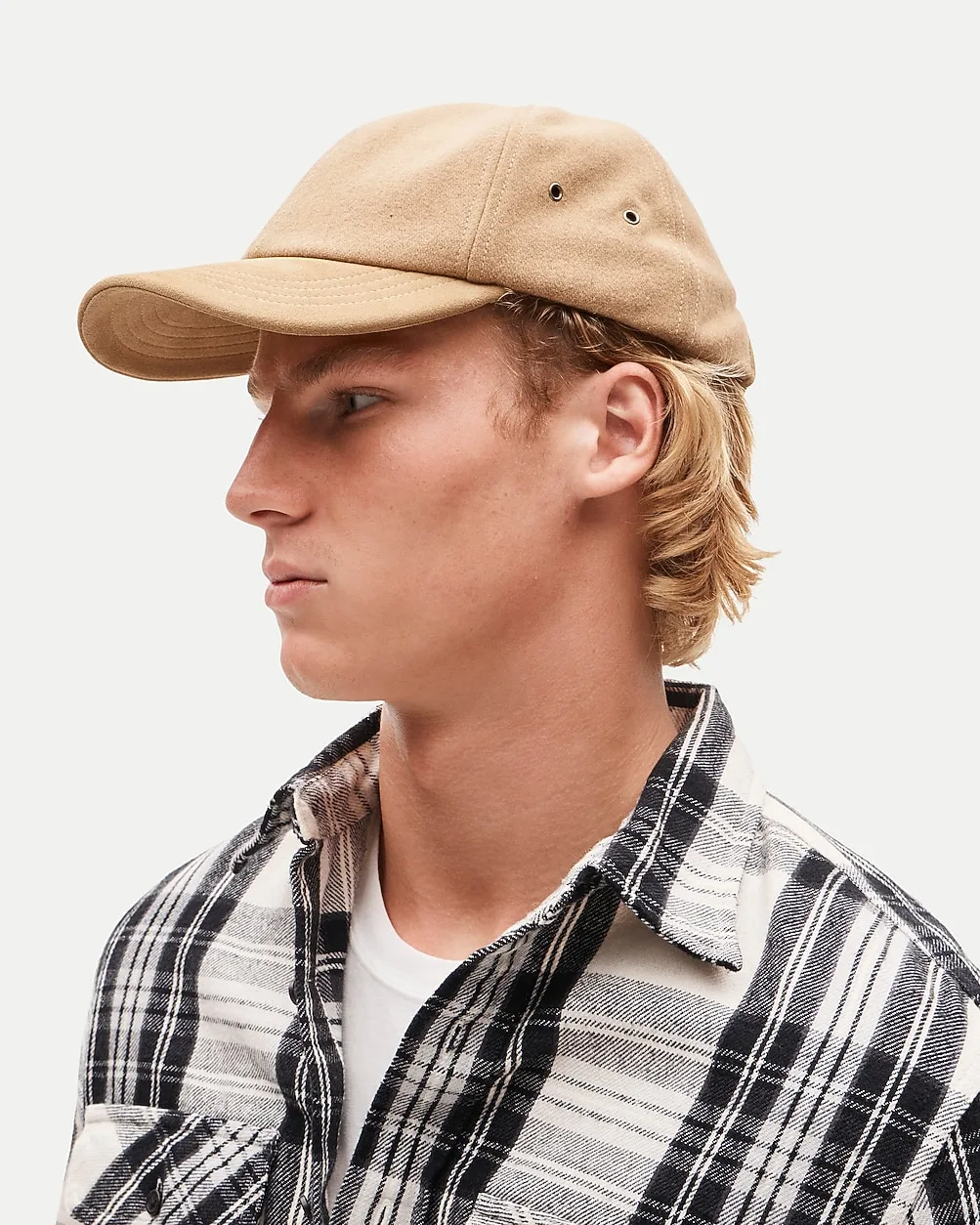 Wool-Blend Baseball Cap with Suede Brim by J.Crew