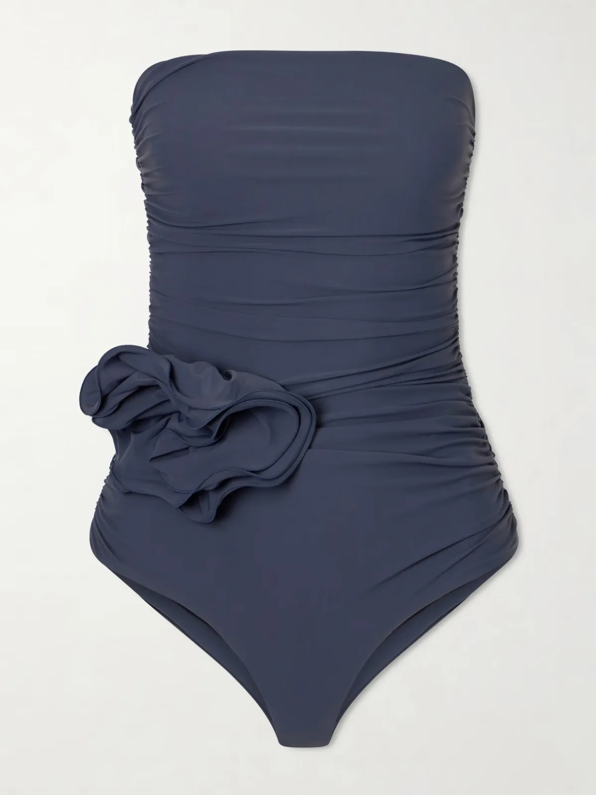 - Strapless Appliquéd Gathered Swimsuit -