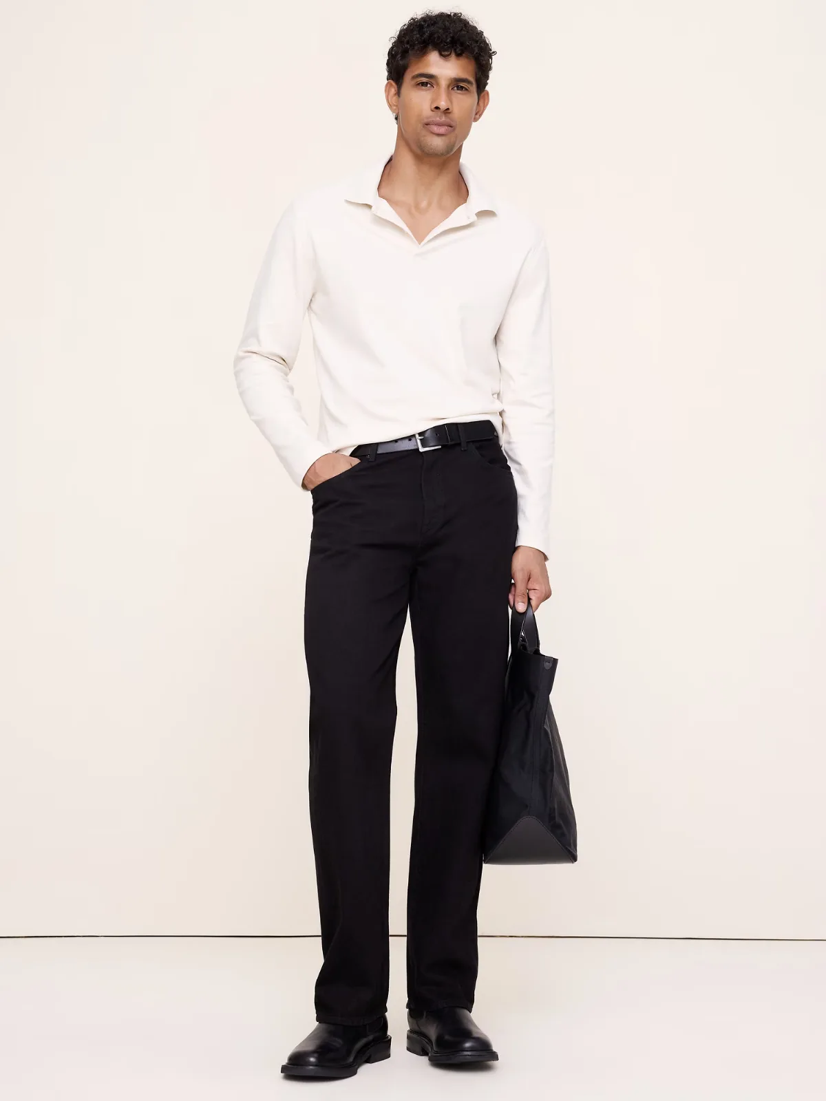 Luxury-Touch Long-Sleeve Polo Shirt by Banana Republic