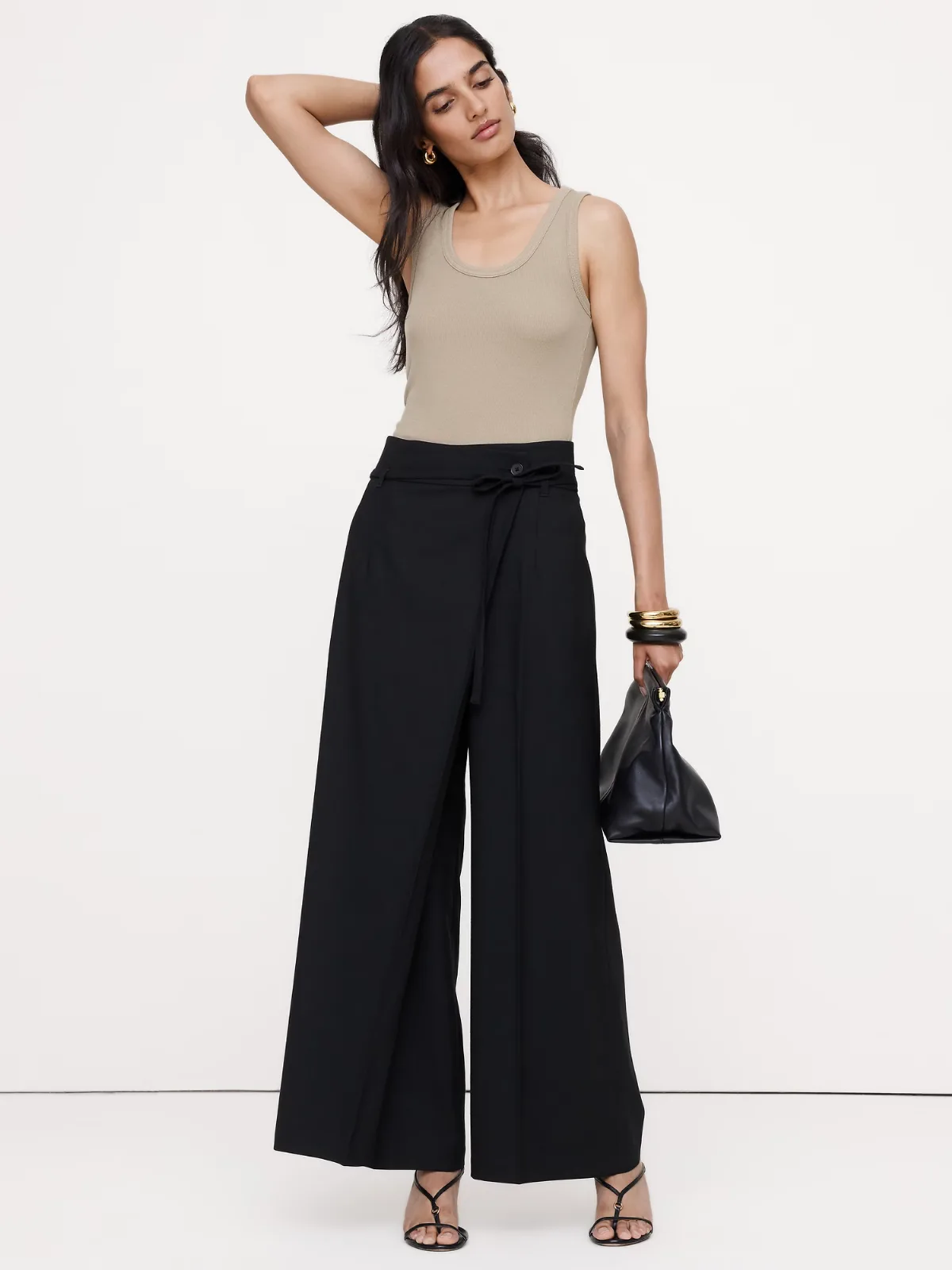 High-Rise Wrap-Front Paperbag Pant
