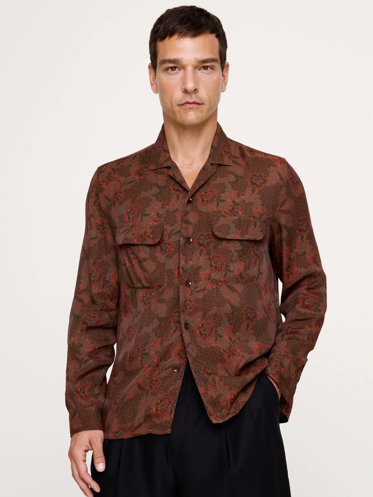Standard-Fit Drapey Floral Resort Shirt by Banana Republic