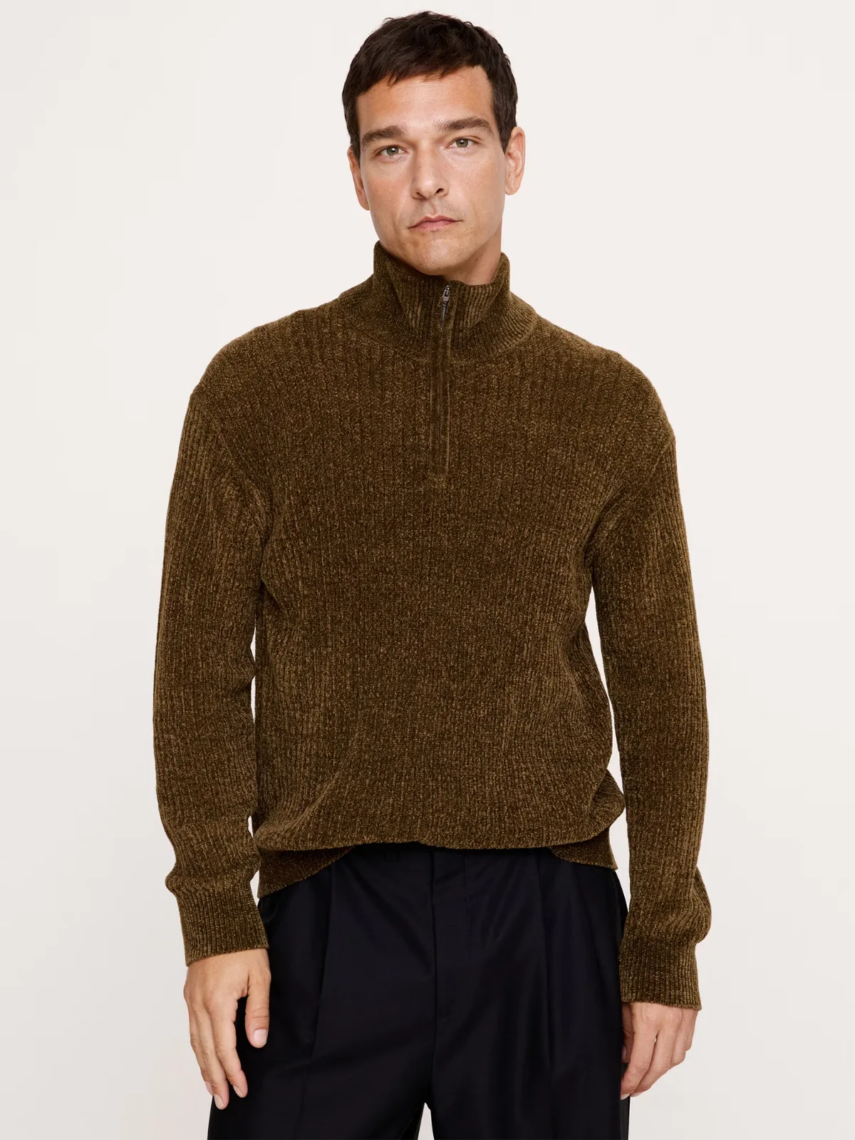 Italian Chenille Quarter-Zip Sweater