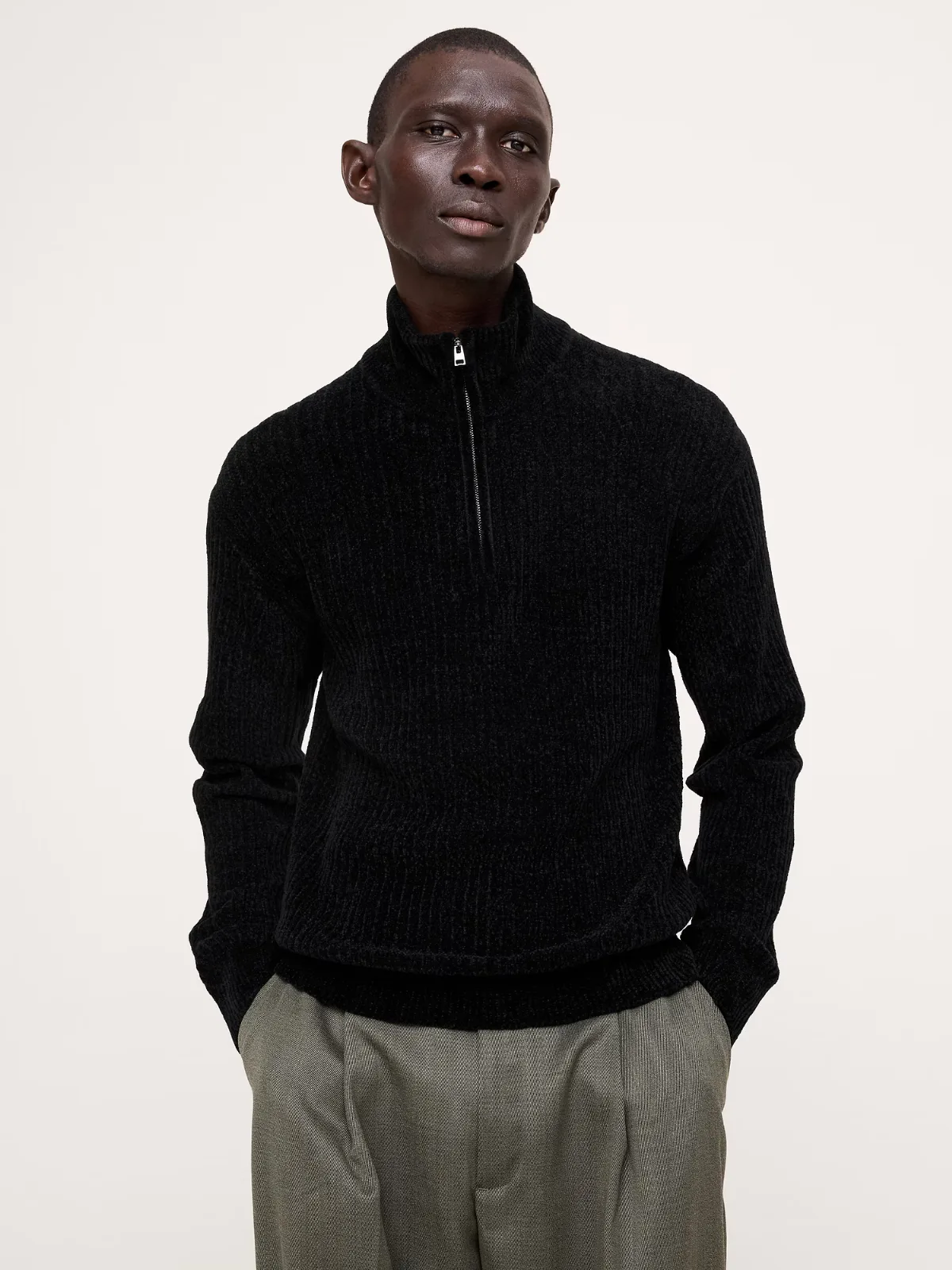Italian Chenille Quarter-Zip Sweater
