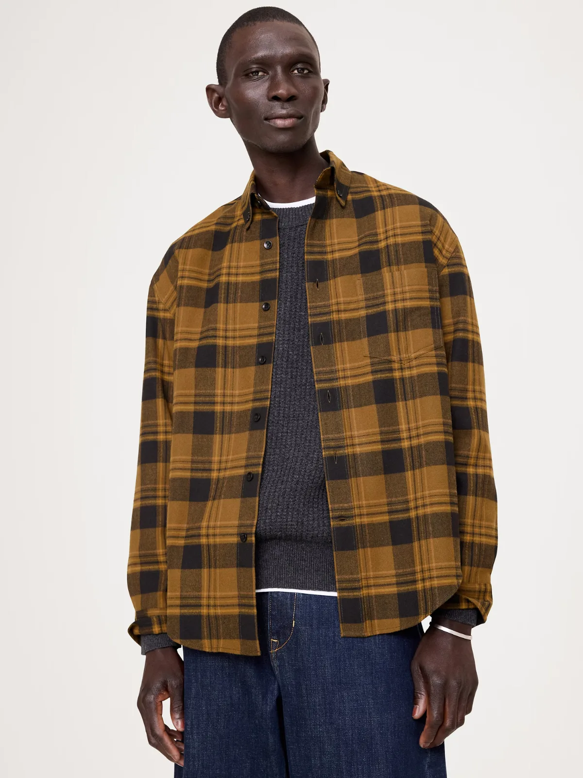 Relaxed-Fit Wool-Blend Plaid Overshirt