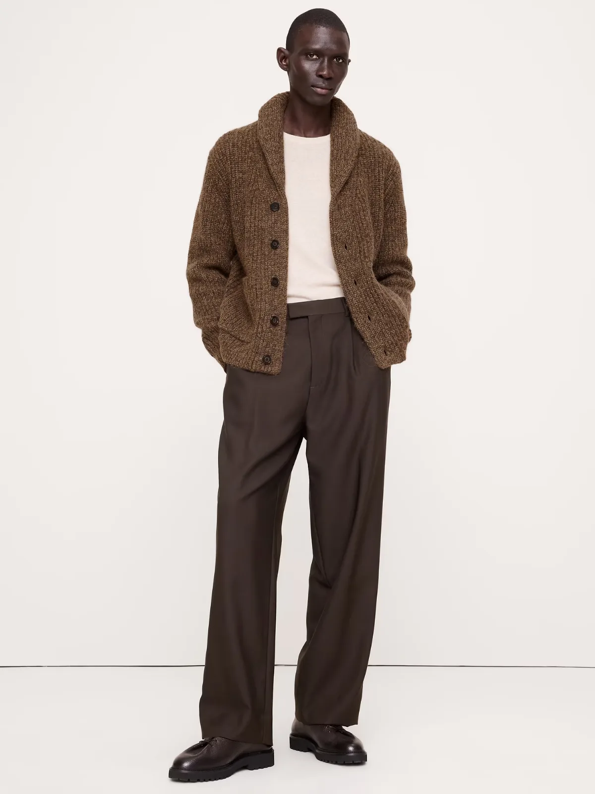 Marled Wool-Blend Cardigan