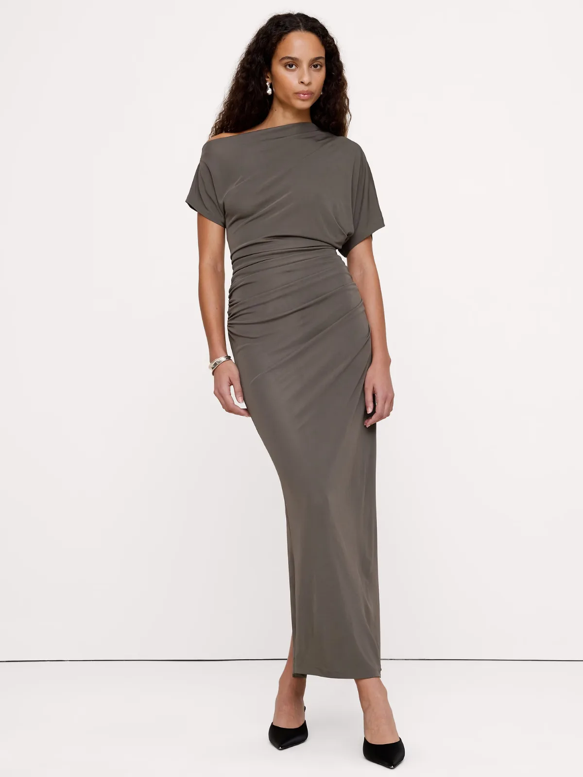 Matte Jersey Draped Maxi Dress