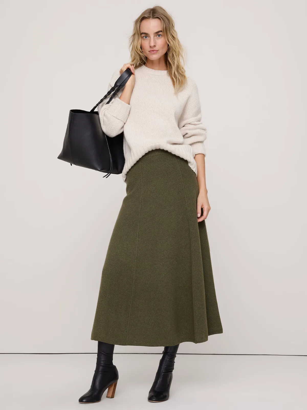 Wool-Cotton Maxi Sweater Skirt