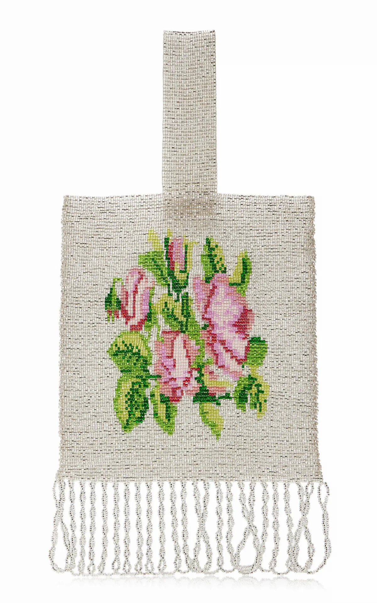 Floral Fringed Beaded Pouch by Pura Utz