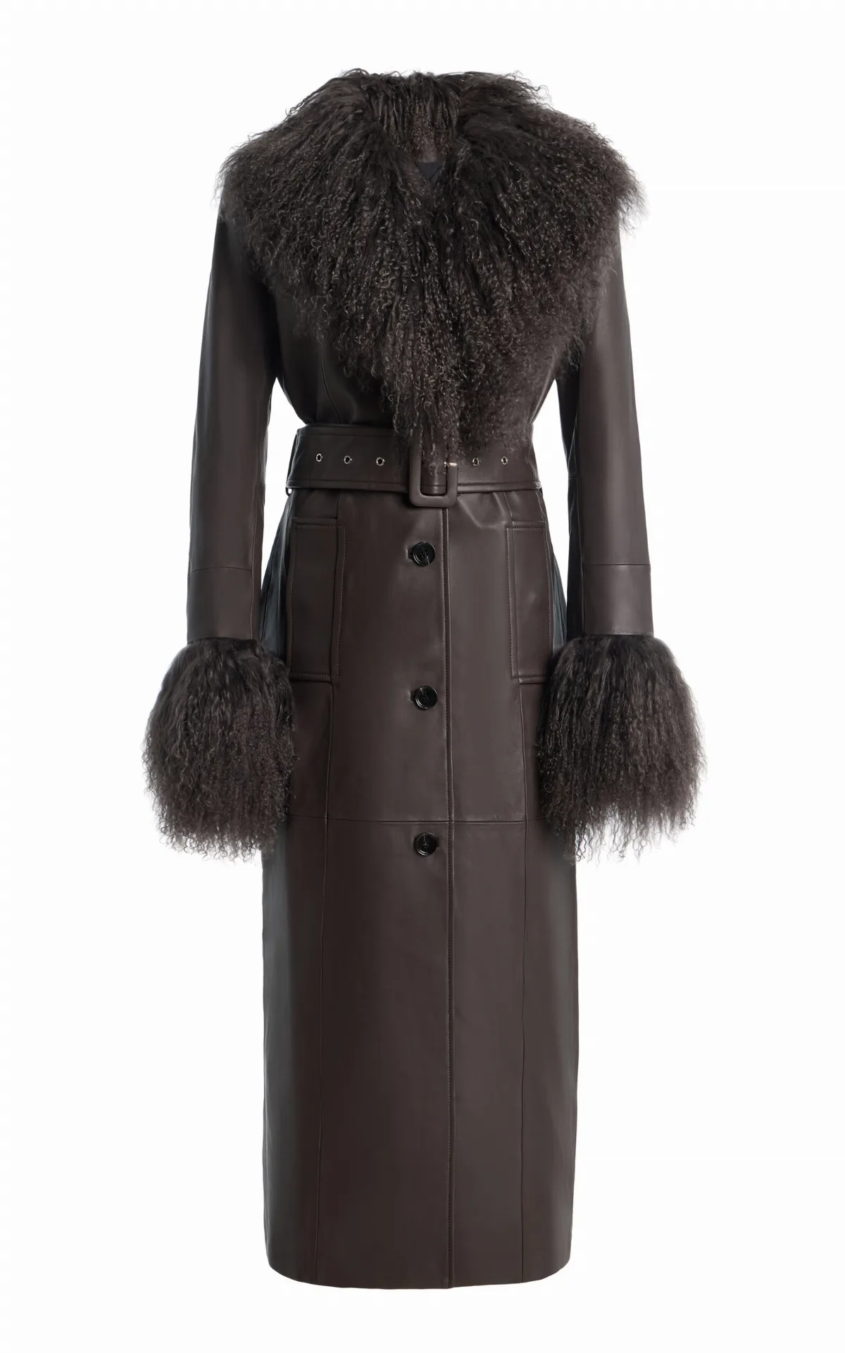 Monica Belted Leather Coat
