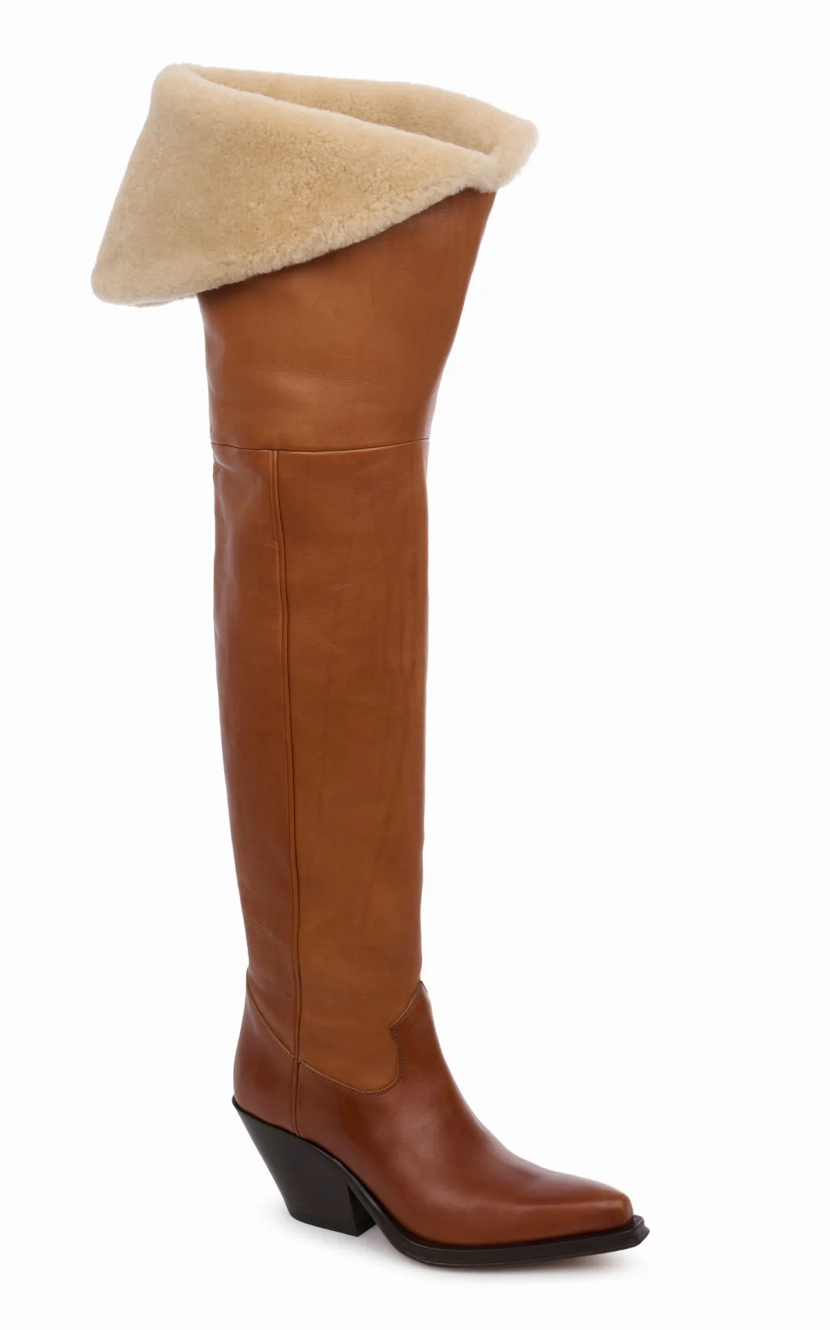 Shearling-Trimmed Leather Boots by Chloé