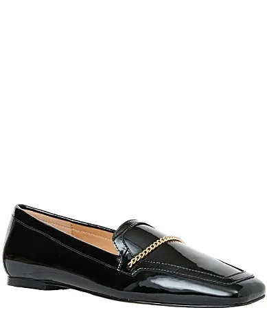 Ariane Patent Leather Square Toe Chain Loafers by Andre Assous