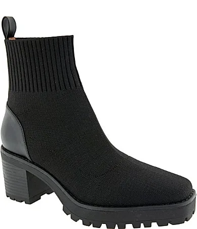 Mills Fly Knit Block Heel Lug Sole Booties by Andre Assous