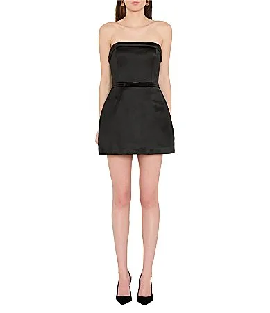 Avalee Stretch Satin Strapless Mini Romper by Amanda Uprichard