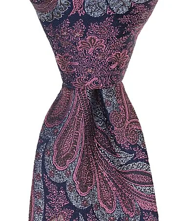 Crescent Paisley Traditional Silk Tie by Thomas Pink
