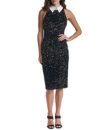 KARL Lagerfeld PARIS Sequin Velvet Sleeveless Sheath Dress by Karl Lagerfeld