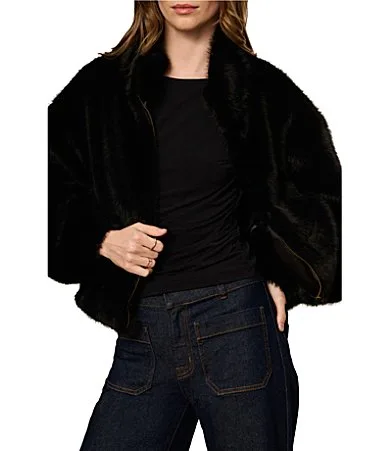 Everest Faux Fur Funnel Neck Long Sleeve Zip Front Bomber Jacket by Sanctuary