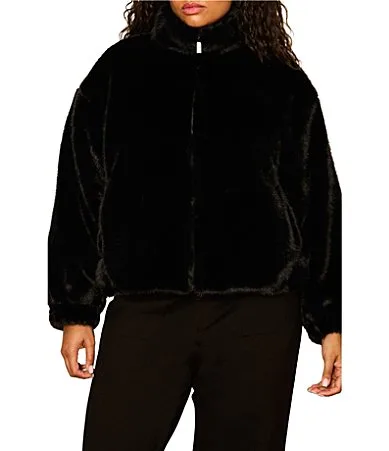 Everest Faux Fur Funnel Neck Long Sleeve Zip Front Bomber Jacket by Sanctuary