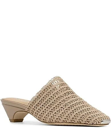 Gillespie Stretch Macrame Croco Kitten Heel Mules by Donald Pliner