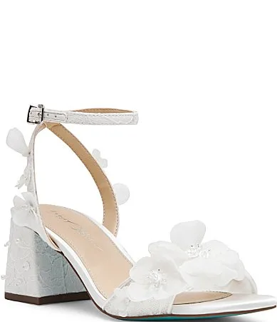 Blue by Betsey Johnson Hanah 3-D Flower Block Heel Dress Sandals by Betsey Johnson