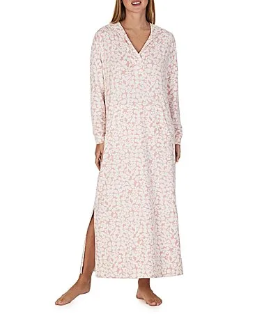 Long Sleeve V-Neck Hooded Knit Floral Print Long Tunic by Sanctuary
