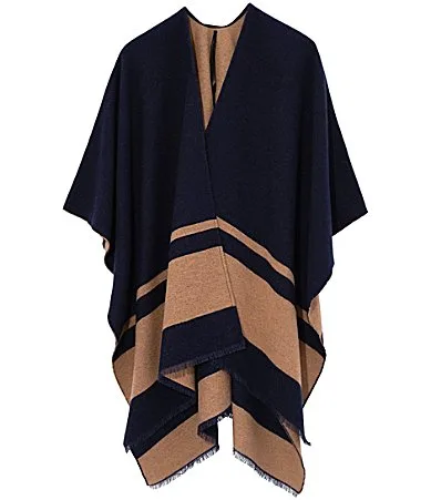 Lauren Ralph Lauren Hotel Logo Stripe Ruana by Ralph Lauren