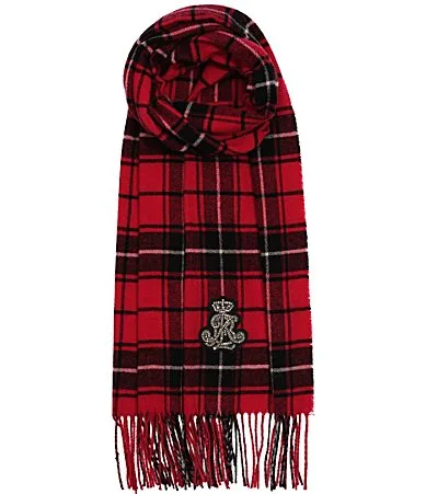 Lauren Ralph Lauren Blackwatch Crystal Plaid Wool Oblong Scarf by Ralph Lauren
