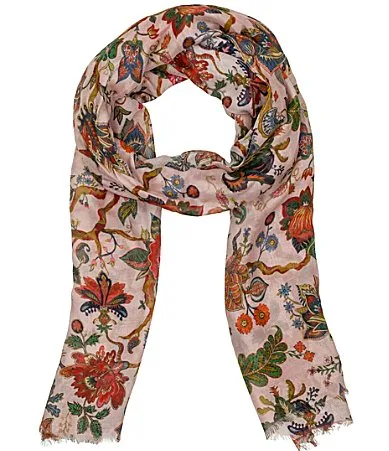 Floral Print Fringe Sheer Scarf by Patricia Nash