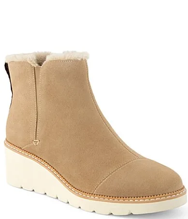 Mina Faux Fur Suede Wedge Booties by TOMS