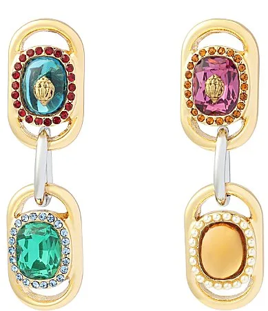 Kurt Geiger London Signature Eagle Resin Gemstone Link Drop Earrings by Kurt Geiger