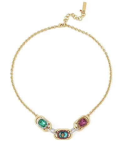 Kurt Geiger London Resin Gemstone Link Bib Short Pendant Necklace