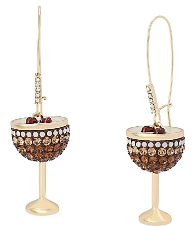 Betseys Après Ski Espresso Martini Dangle Drop Earrings by Betsey Johnson