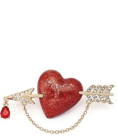 Betseys Pavé Heart Arrow Brooch by Betsey Johnson