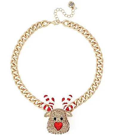 Christmas Reindeer Novelty Statement Necklace by Betsey Johnson