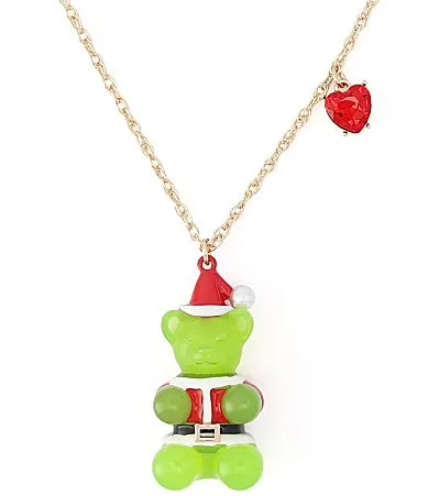 Christmas Santa Gummy Bear Novelty Long Pendant Necklace by Betsey Johnson